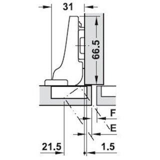 BLUM Clip Top Blumotion Schanier Topfband 110&deg;  mit D&auml;mpfer Mittel-/Zwillingsanschlag Ohne Montageplatte