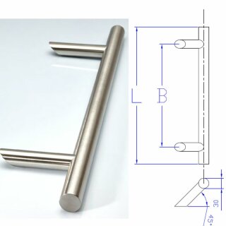 Edelstahl Haust&uuml;rgriff Stangengriff mit schr&auml;gen St&uuml;tzen  L&auml;nge L:800 Achsma&szlig; B:600mm