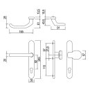 Haust&uuml;r Schmalrahmen - Garnitur in ALU/ EV1 Knopf/ Dr&uuml;cker SILBER