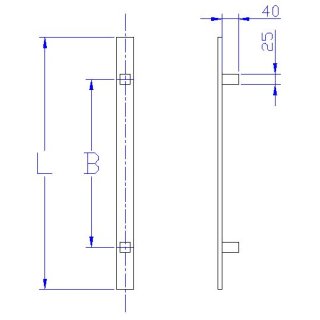 Haust&uuml;r Sto&szlig;griff Edelstahl flach gerade in verschiedenen L&auml;ngen Ma&szlig; L:400- Ma&szlig; B:200mm