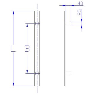 Haustür Stoßgriff Edelstahl flach gerade in verschiedenen Längen Maß L: 1600- Maß B:1400mm