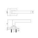 Edelstahl Haust&uuml;r Beschlag- Flachgriff- Set auf  quadratischen Rosetten 841Z Ma&szlig; L: 600/ Lochabstand B:400mm