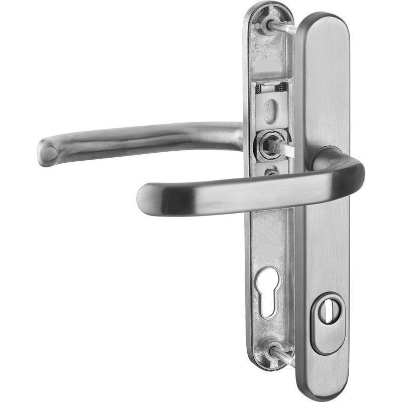 Garnitur in Edelstahl Knopf/ Drücker mit Zylinderabdeckung Haustür Schmalrahmen 
