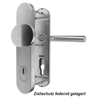 Edelstahl Schutzbeschlag f&uuml;r WOHNUNGST&Uuml;REN Knopf / Dr&uuml;cker mit Zylinder- Abdeckung (32278)