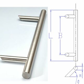 Edelstahl Haustürgriff Stangengriff mit schrägen Stützen  Länge L:1800 Achsmaß B:1600mm