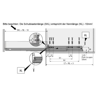 Hettich Vollauszug Actro 5D Vollauszugt Silent System für Holzschubkästen 250 mm (9318268)
