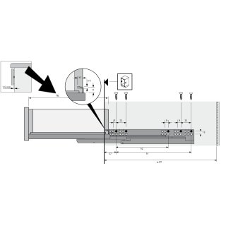 Hettich Vollauszug Quadro 4D V6 mit Silent System f&uuml;r Holzschubk&auml;sten 320 mm (9245380)