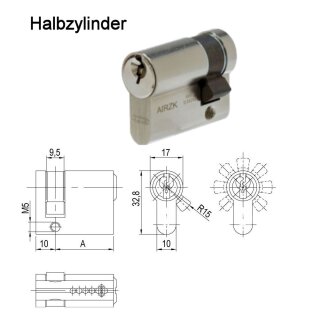 WeRo- Schlie&szlig;zylinder f&uuml;r gleichschlie&szlig;ende individuell gestiftete Schlie&szlig;anlagen der Marke ABUS Halbzylinder A:10mm B:40mm