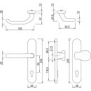 Schutzbeschlag f&uuml;r Haust&uuml;ren Knopf/ Dr&uuml;cker mit Hochhaltefeder Edelstahl matt