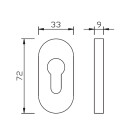 Edelstahl Haustür Griff Dreiviertelgarnitur auf Ovalrosette U-Form abgeschrägt 12610